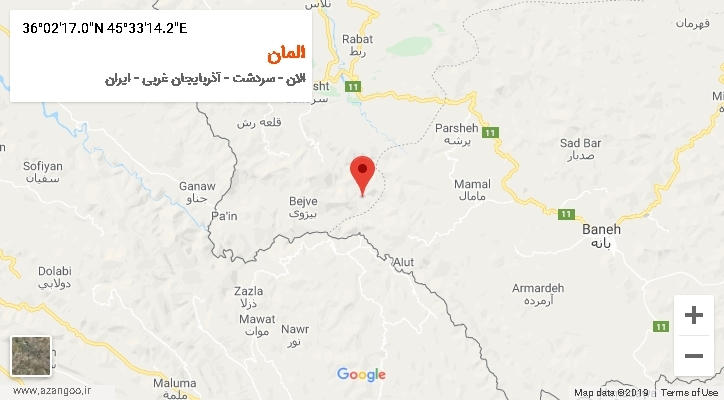 روستای المان بر روی نقشه