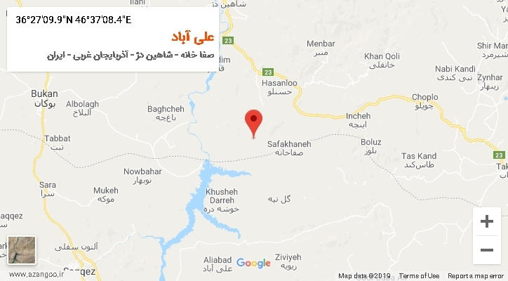 روستای علی آباد بر روی نقشه