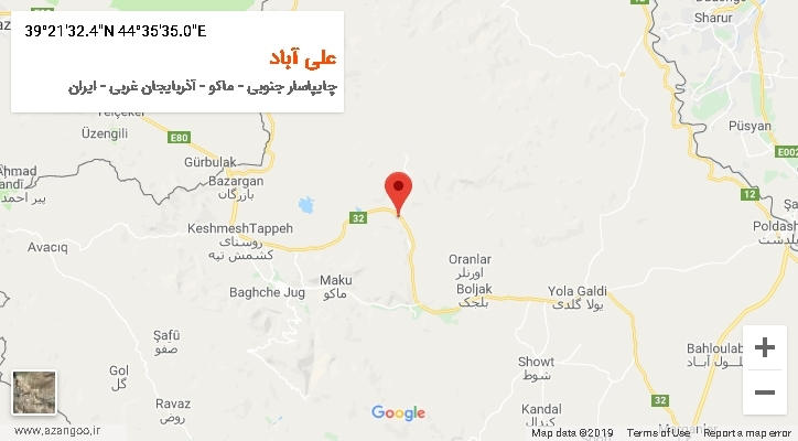 روستای علی آباد بر روی نقشه
