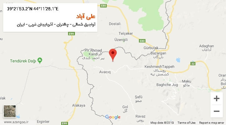 روستای علی آباد بر روی نقشه