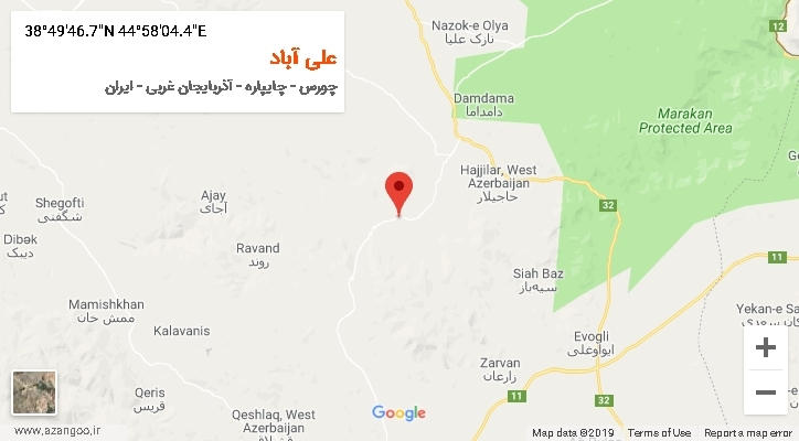 روستای علی آباد بر روی نقشه