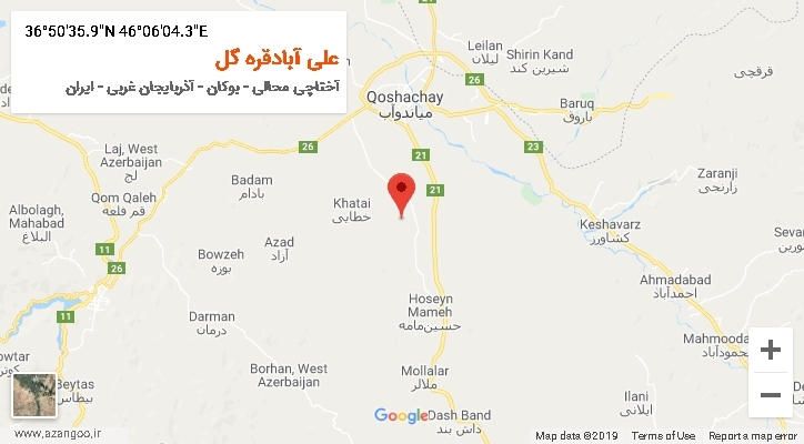 روستای علی آبادقره گل بر روی نقشه