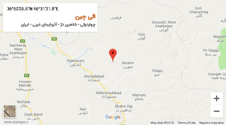 روستای الی چین بر روی نقشه
