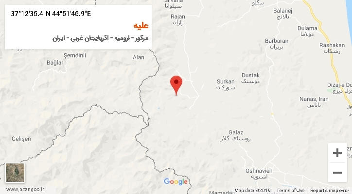 روستای علیه بر روی نقشه