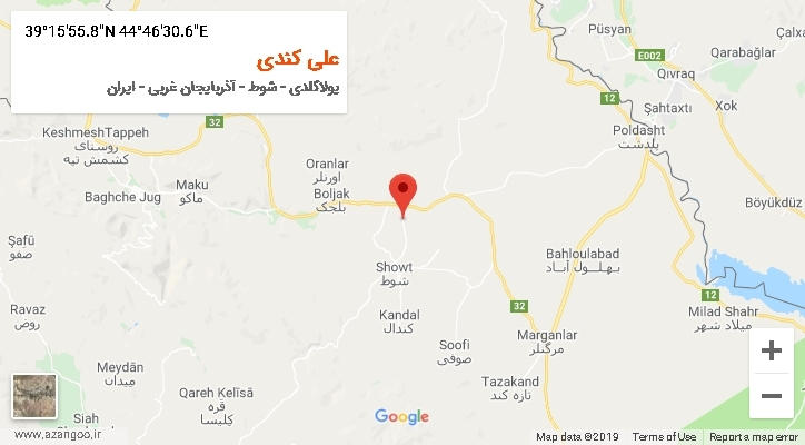 روستای علی کندی بر روی نقشه