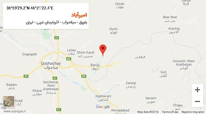 روستای امیرآباد بر روی نقشه
