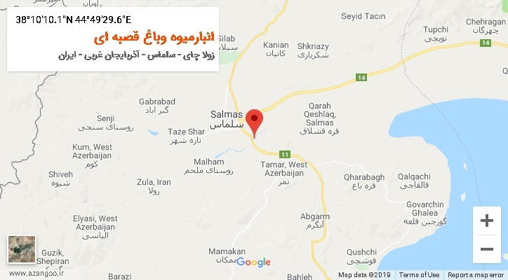 روستای انبارمیوه وباغ قصبه ای بر روی نقشه
