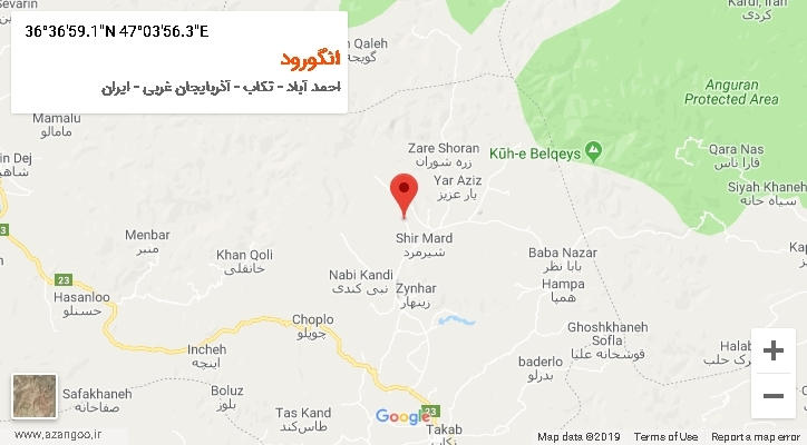 روستای انگورود بر روی نقشه