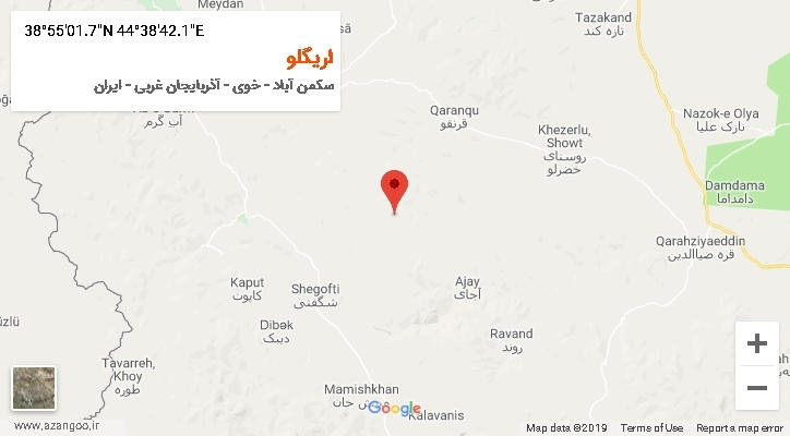 روستای اریگلو بر روی نقشه