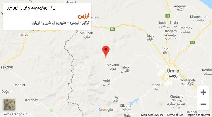 روستای ارزین بر روی نقشه