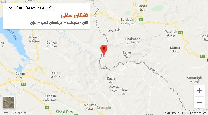 روستای اشکان سفلی بر روی نقشه