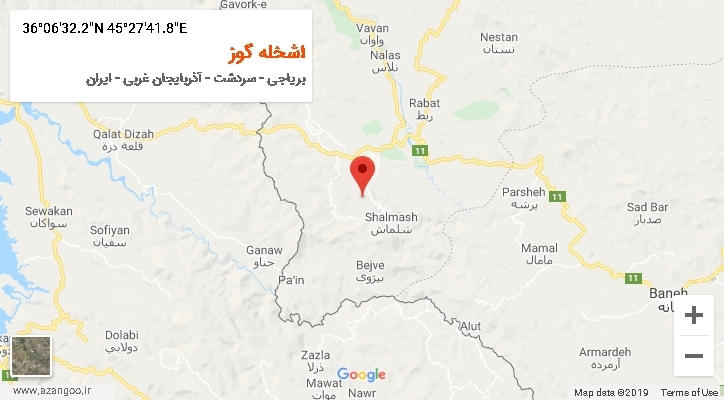 روستای اشخله گوز بر روی نقشه