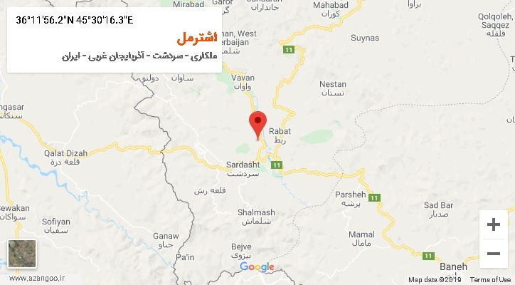 روستای اشترمل بر روی نقشه
