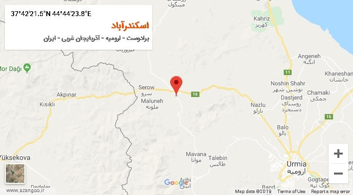 روستای اسکندرآباد بر روی نقشه