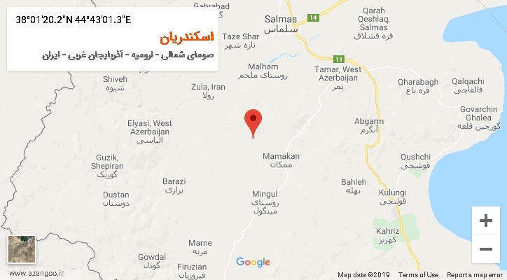 روستای اسکندریان بر روی نقشه
