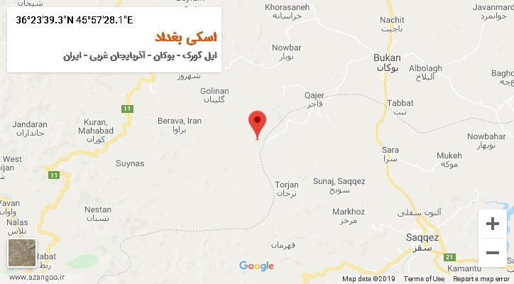 روستای اسکی بغداد بر روی نقشه