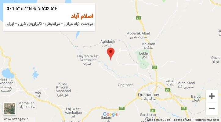 روستای اسلام آباد بر روی نقشه