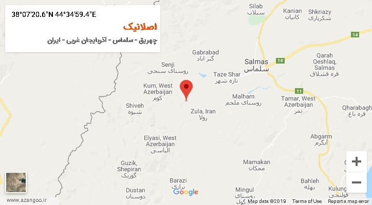 روستای اصلانیک بر روی نقشه