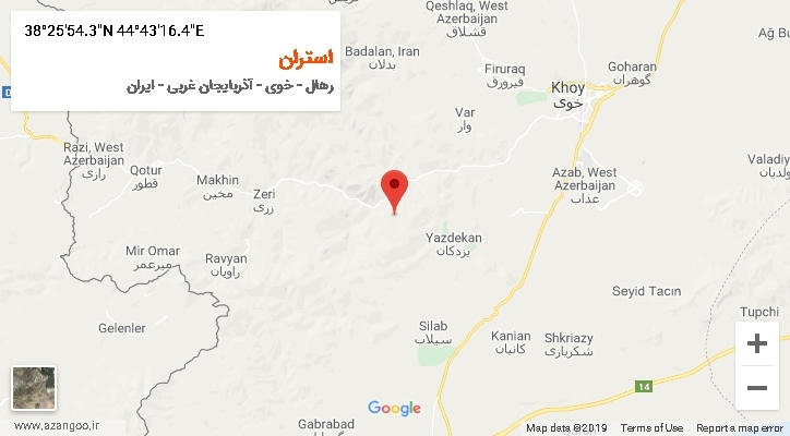روستای استران بر روی نقشه