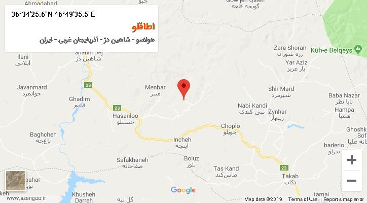 روستای اطاقلو بر روی نقشه