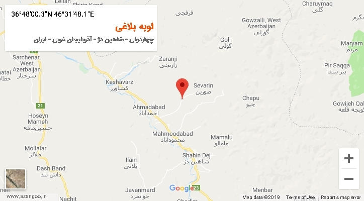 روستای اوبه بلاغی بر روی نقشه