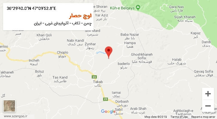روستای اوچ حصار بر روی نقشه
