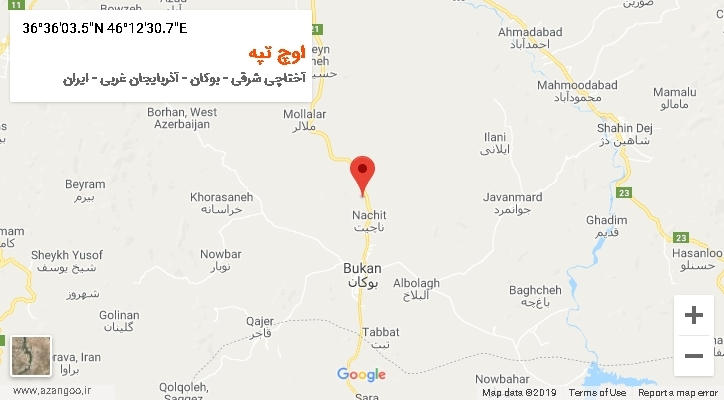 روستای اوچ تپه بر روی نقشه