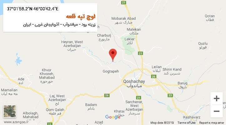 روستای اوچ تپه قلعه بر روی نقشه