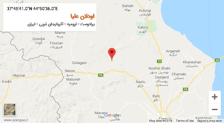 روستای اودلان علیا بر روی نقشه