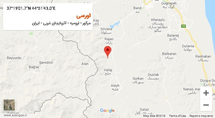 روستای اورسی بر روی نقشه