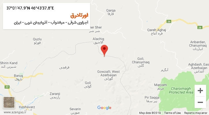 روستای اورتادرق بر روی نقشه