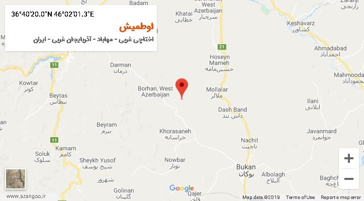 روستای اوطمیش بر روی نقشه