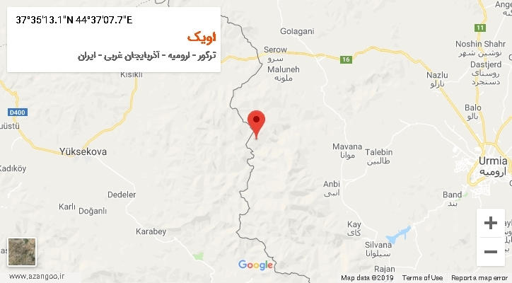 روستای اویک بر روی نقشه