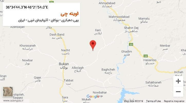 روستای اوینه چی بر روی نقشه