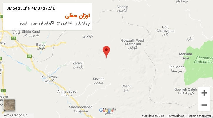 روستای اوزان سفلی بر روی نقشه