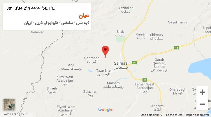 روستای عیان بر روی نقشه