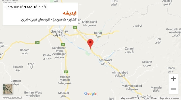 روستای ایدیشه بر روی نقشه