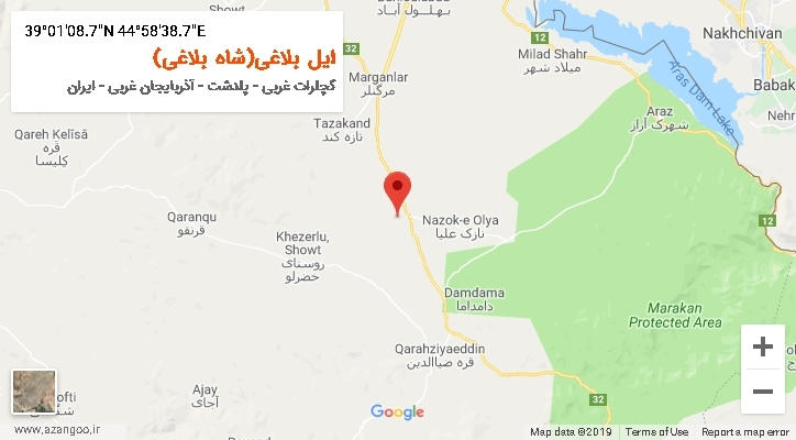 روستای ایل بلاغی(شاه بلاغی) بر روی نقشه