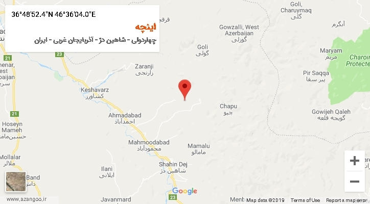 روستای اینچه بر روی نقشه
