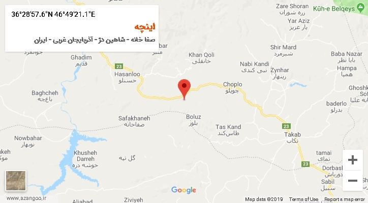 روستای اینچه بر روی نقشه