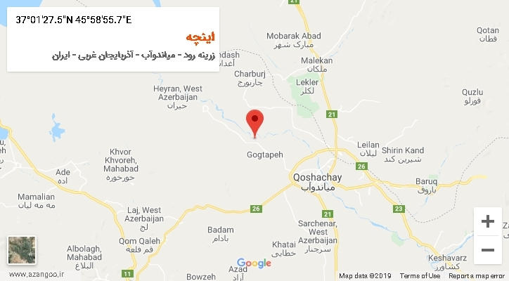 روستای اینچه بر روی نقشه