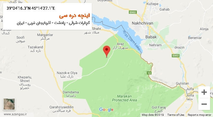 روستای اینچه دره سی بر روی نقشه