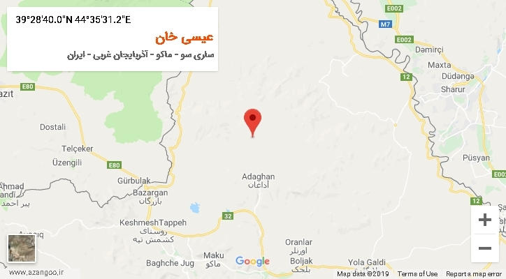 روستای عیسی خان بر روی نقشه