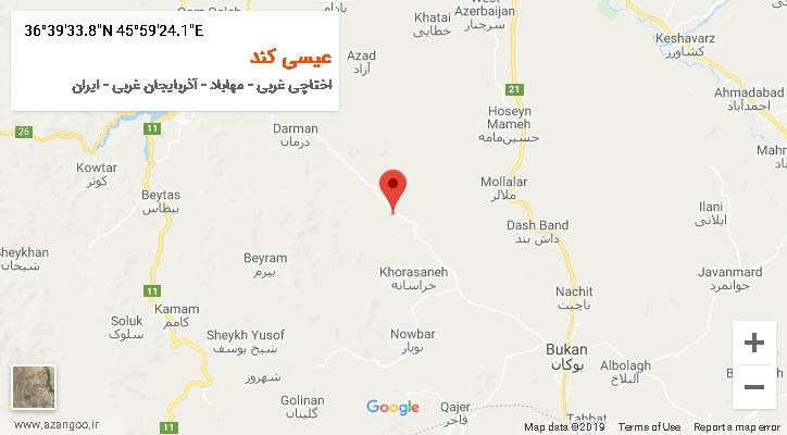 روستای عیسی کند بر روی نقشه
