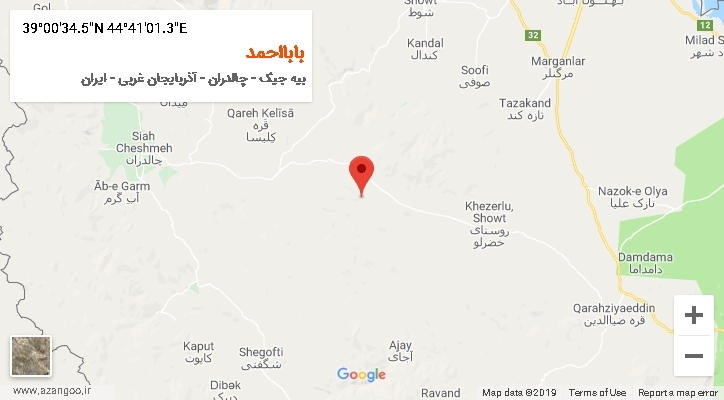 روستای بابااحمد بر روی نقشه