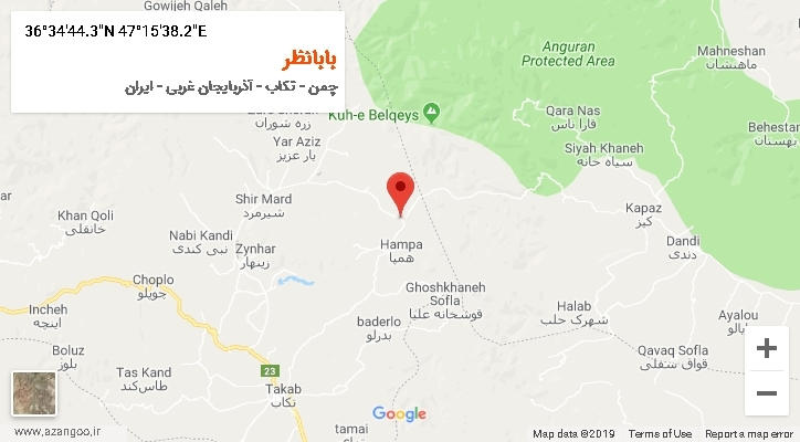 روستای بابانظر بر روی نقشه