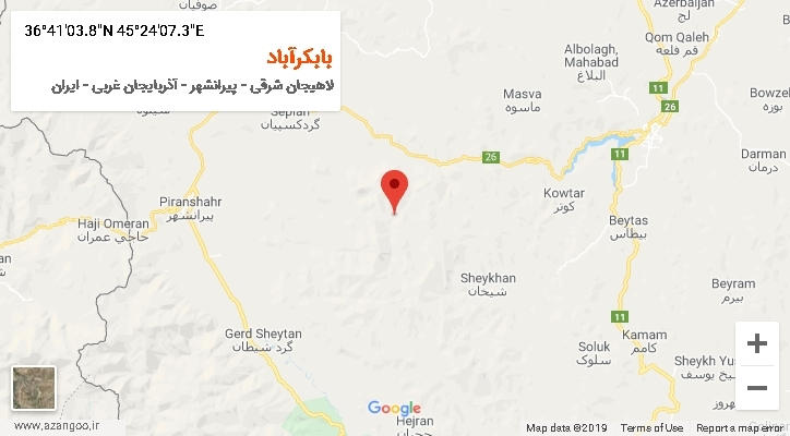 روستای بابکرآباد بر روی نقشه