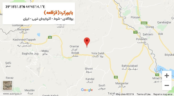 روستای بابورکرد(قزقلعه) بر روی نقشه