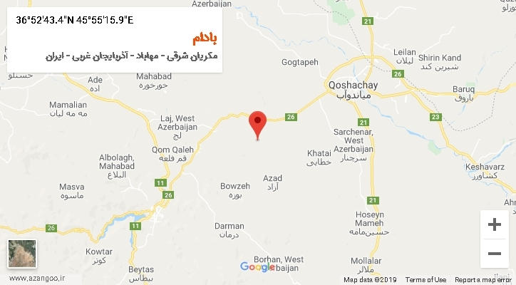 روستای بادام بر روی نقشه