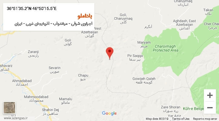 روستای باداملو بر روی نقشه